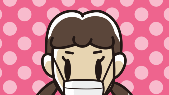 マスクをする女子中学生の顔のイラスト【色、背景あり】PNG