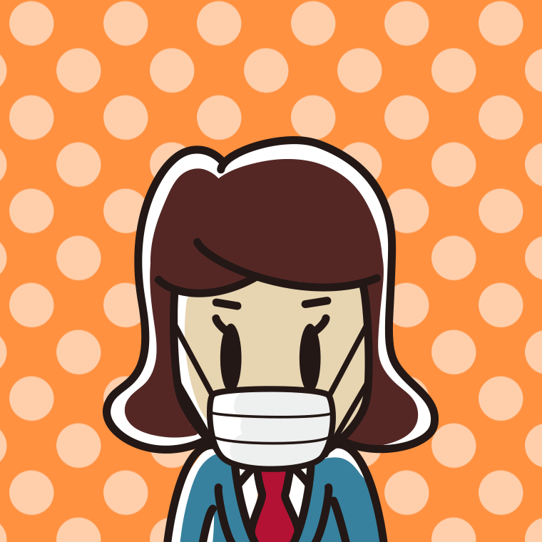 マスクをする女子高校生の顔のイラスト【色、背景あり】PNG
