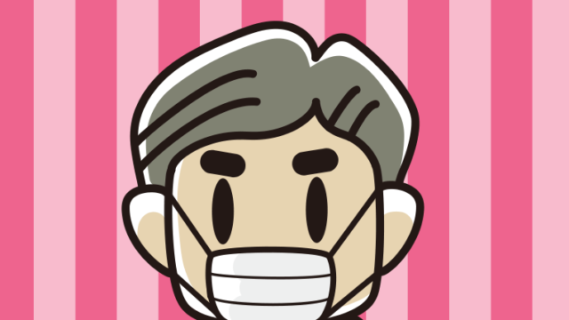 マスクをするおじさんの顔のイラスト【色、背景あり】PNG