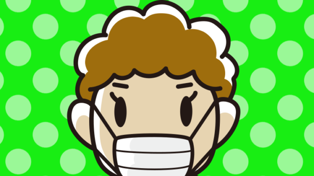 マスクをするおばさんの顔のイラスト【色、背景あり】PNG