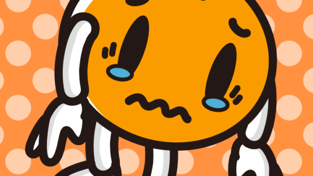 泣くみかんちゃんのイラスト【色、背景あり】PNG