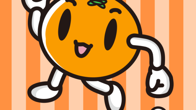 走るみかんちゃんのイラスト【色、背景あり】PNG
