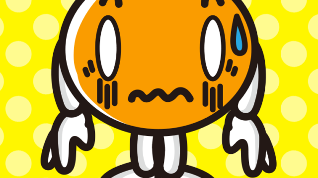 ショックを受けるみかんちゃんのイラスト【色、背景あり】PNG