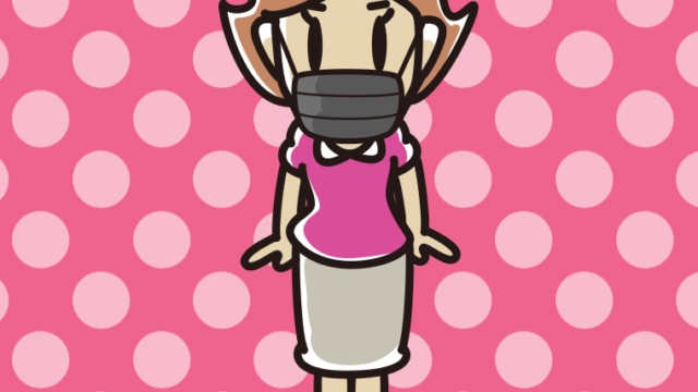 黒マスクをする女性のイラスト【色、背景あり】PNG