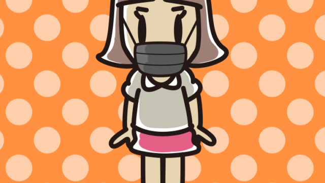 黒マスクをする小学生女子のイラスト【色、背景あり】PNG