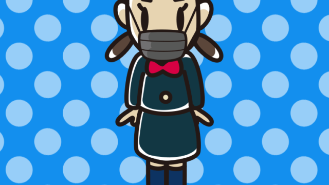 黒マスクをする女子中学生のイラスト【色、背景あり】PNG