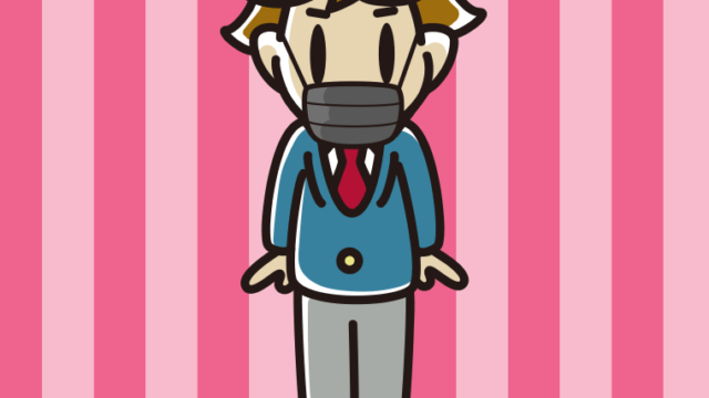 黒マスクをする男子高校生のイラスト【色、背景あり】PNG