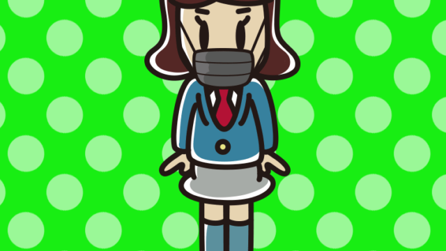 黒マスクをする女子高校生のイラスト【色、背景あり】PNG