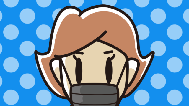 黒マスクをする女性の顔のイラスト【色、背景あり】PNG