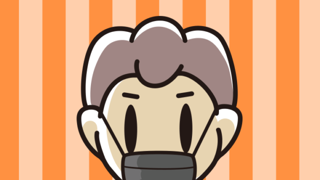 黒マスクをする男子中学生の顔のイラスト【色、背景あり】PNG