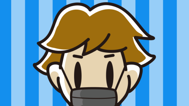 黒マスクをする男子高校生の顔のイラスト【色、背景あり】PNG