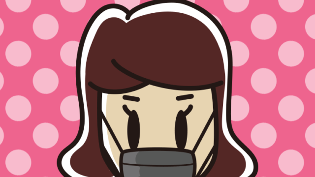 黒マスクをする女子高校生の顔のイラスト【色、背景あり】PNG