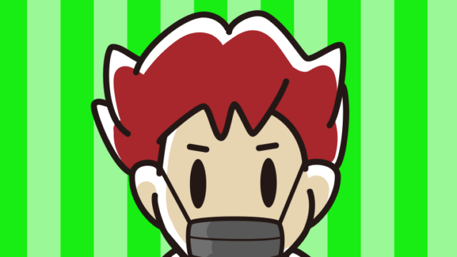 黒マスクをする男子大学生の顔のイラスト【色、背景あり】PNG