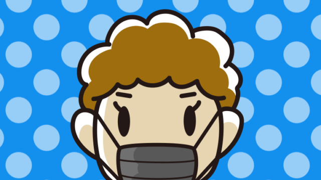 黒マスクをするおばさんの顔のイラスト【色、背景あり】PNG