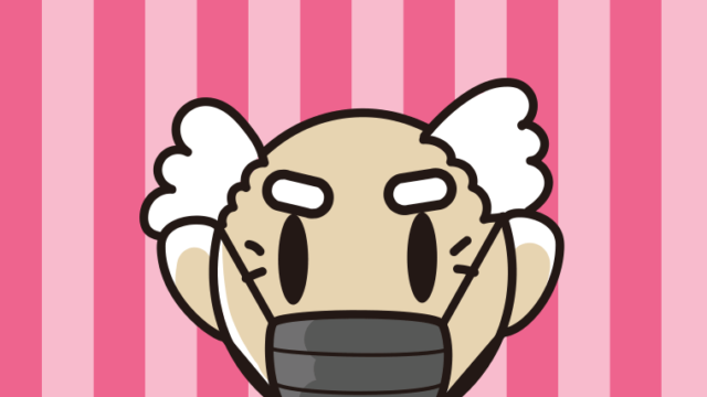 黒マスクをするおじいさんの顔のイラスト【色、背景あり】PNG