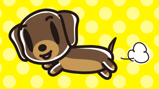 走るミニチュアダックスフンドちゃん（犬）のイラスト【色、背景あり】PNG