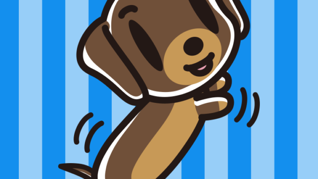 立つミニチュアダックスフンドちゃん（犬）のイラスト【色、背景あり】PNG