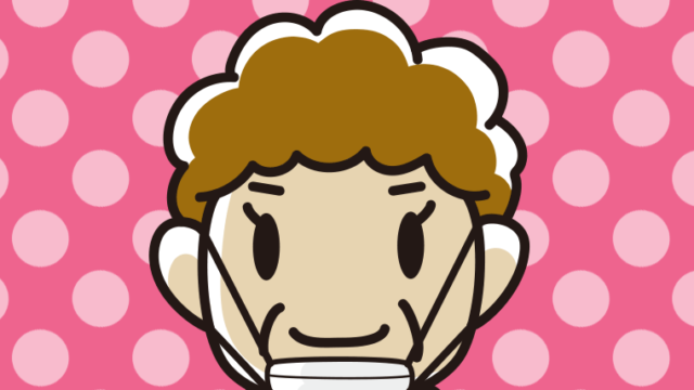 あごにマスクをずらすおばさんのイラスト【色、背景あり】PNG