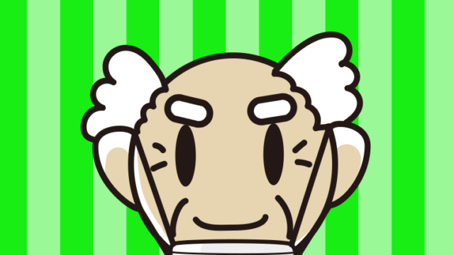 あごにマスクをずらすおじいさんのイラスト【色、背景あり】PNG