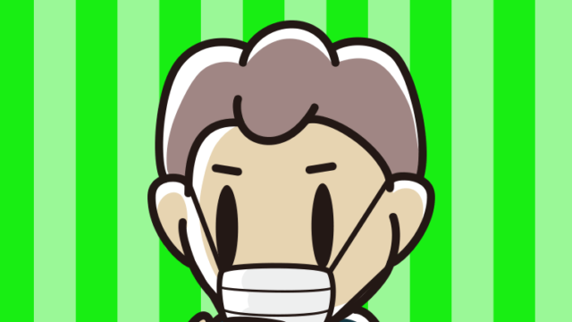 マスクをしてスマホを使う男子中学生のイラスト【色、背景あり】PNG