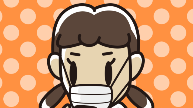 マスクをしてスマホを使う女子中学生のイラスト【色、背景あり】PNG