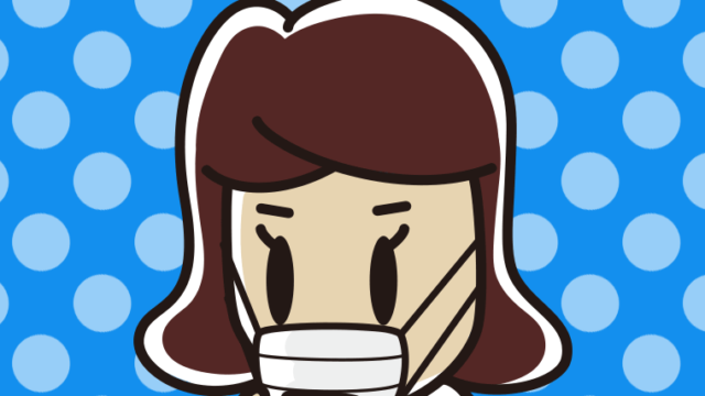 マスクをしてスマホを使う女子高校生のイラスト【色、背景あり】PNG