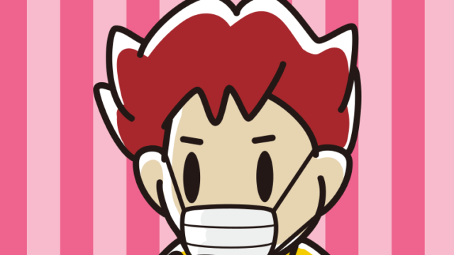 マスクをしてスマホを使う男子大学生のイラスト【色、背景あり】PNG