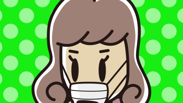 マスクをしてスマホを使う女子大学生のイラスト【色、背景あり】PNG