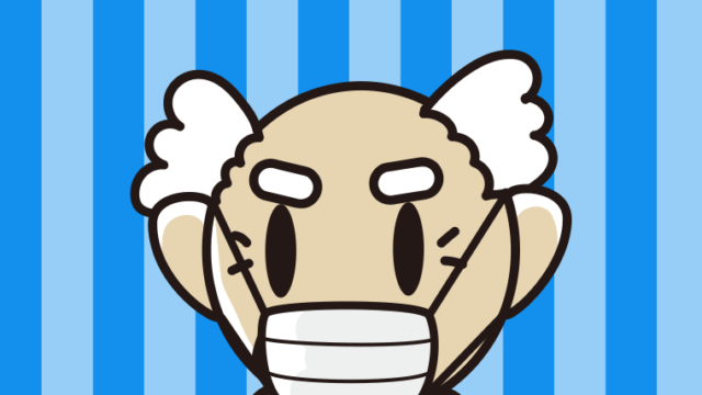 マスクをしてスマホを使うおじいさんのイラスト【色、背景あり】PNG