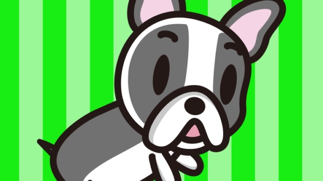 かわいいフレンチブルドッグちゃん（犬）のイラスト【色、背景あり】PNG