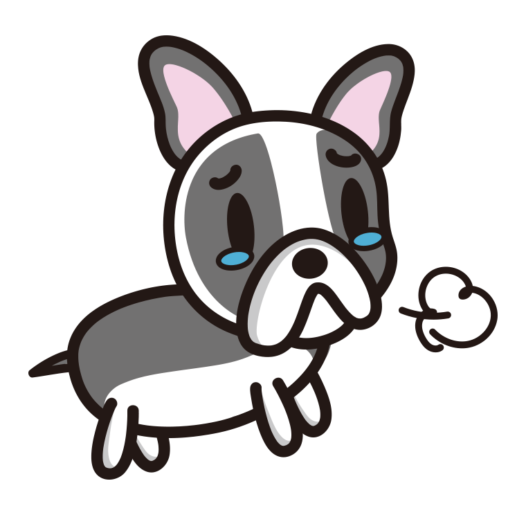 泣くフレンチブルドッグちゃん（犬）のイラスト【色あり、背景なし】透過PNG