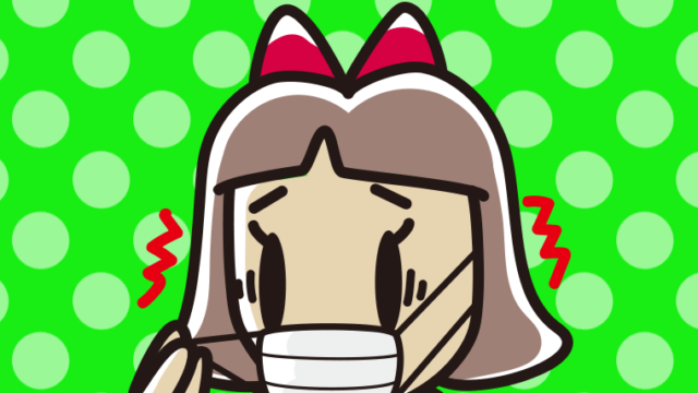 マスクで耳が痛い小学生女子のイラスト【色、背景あり】PNG