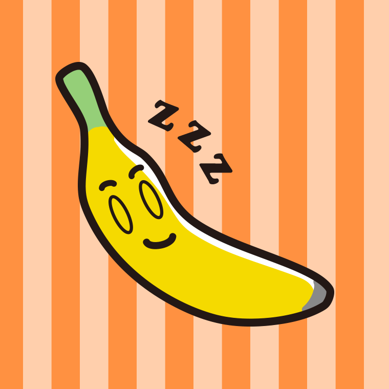 眠るバナナちゃんのイラスト【色、背景あり】PNG