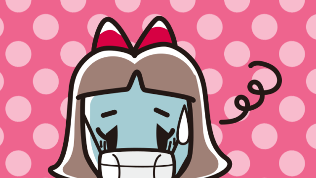 マスクで息苦しい小学生女子のイラスト【色、背景あり】PNG