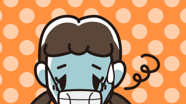 マスクで息苦しい女子中学生のイラスト【色、背景あり】PNG