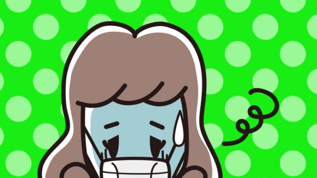 マスクで息苦しい女子大学生のイラスト【色、背景あり】PNG