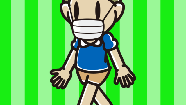 マスクをつけて歩く小学生男子のイラスト【色、背景あり】PNG