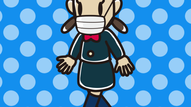 マスクをつけて歩く男子中学生のイラスト【色、背景あり】PNG