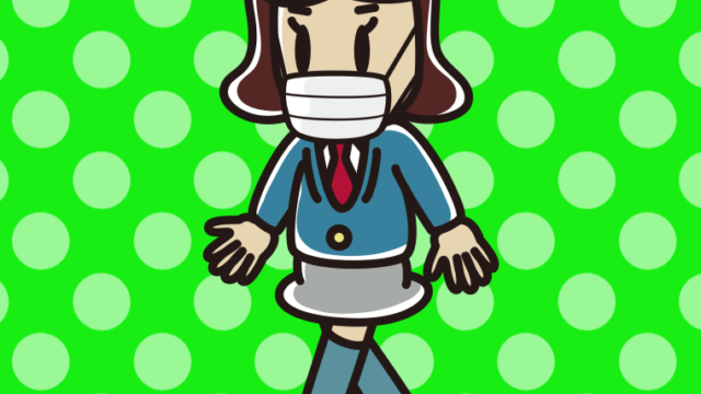 マスクをつけて歩く女子高校生のイラスト【色、背景あり】PNG