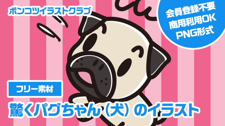 【フリー素材】驚くパグちゃん（犬）のイラスト