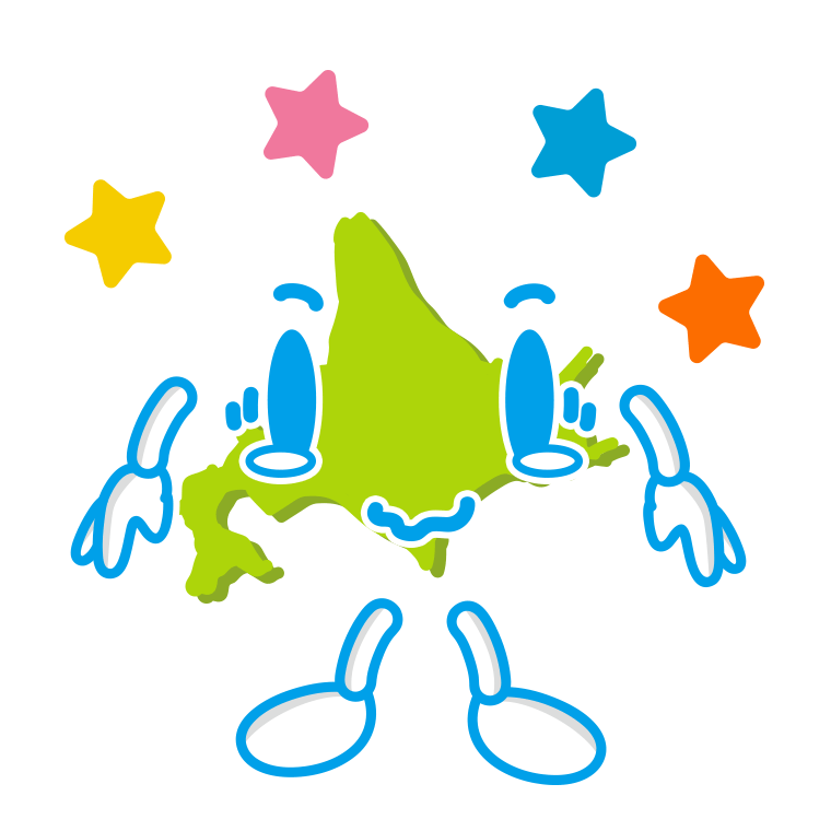 ジーンとする北海道ちゃんのイラスト【色あり、背景なし】透過PNG