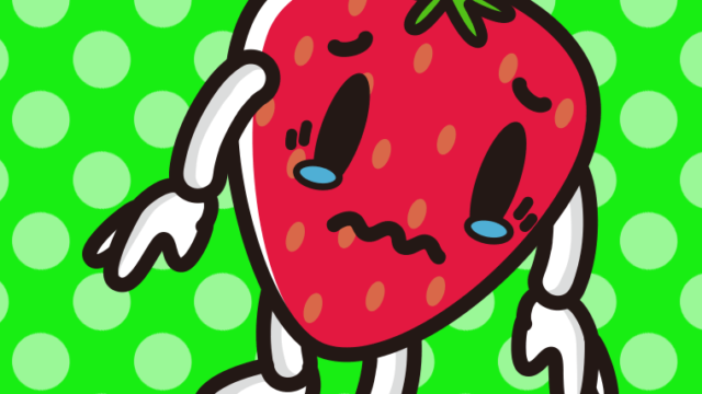 泣くいちごちゃんのイラスト【色、背景あり】PNG