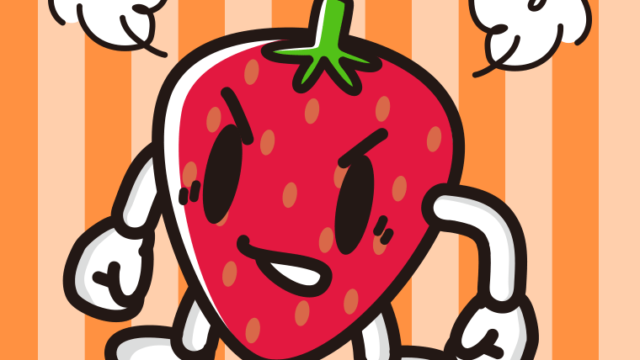怒るいちごちゃんのイラスト【色、背景あり】PNG