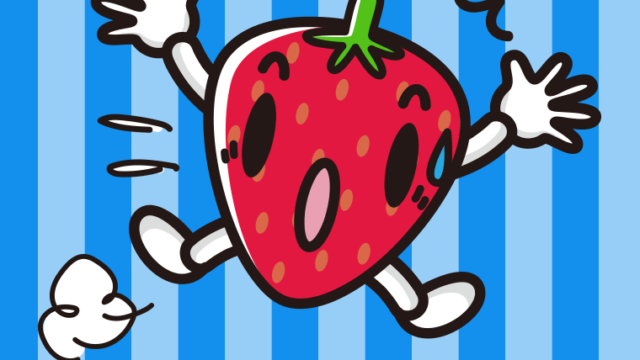 驚くいちごちゃんのイラスト【色、背景あり】PNG