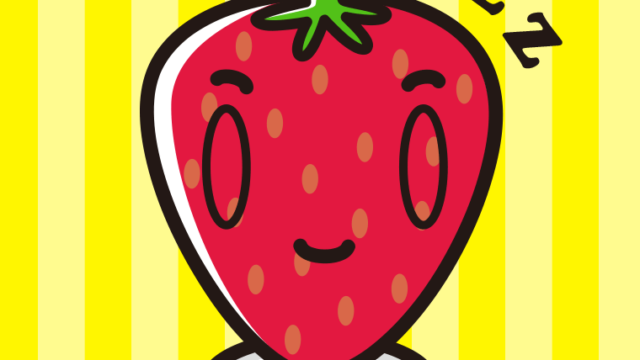 眠るいちごちゃんのイラスト【色、背景あり】PNG