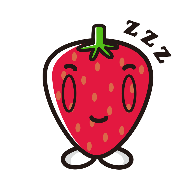 眠るいちごちゃんのイラスト【色あり、背景なし】透過PNG