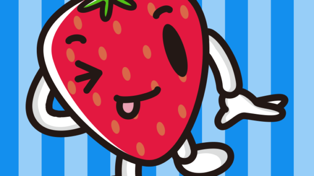 テヘヘないちごちゃんのイラスト【色、背景あり】PNG