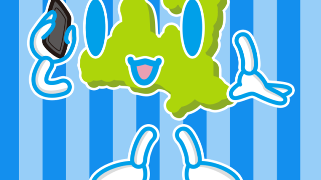 スマホで電話する青森ちゃんのイラスト【色、背景あり】PNG