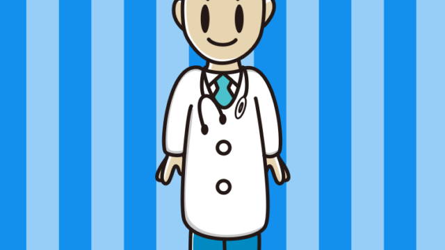 若手男性医師のイラスト【色、背景あり】PNG