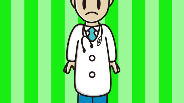 困る若手男性医師のイラスト【色、背景あり】PNG